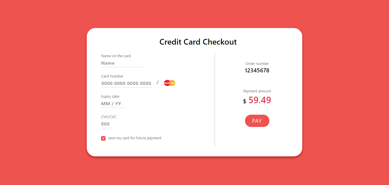 Bootstrap 4 Simple payment credit card form Example