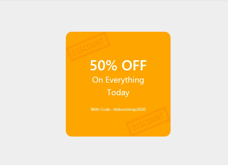 Bootstrap 5 flat discount coupon code card Example