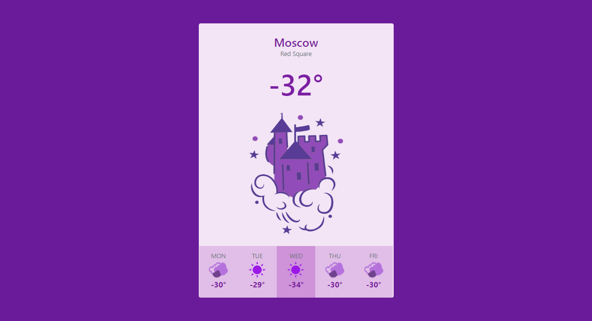 Bootstrap 4 Weather report container with card and material design ...
