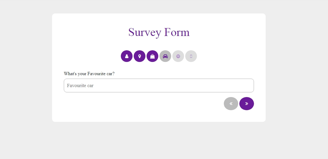 Bootstrap 4 multi step survey form Example